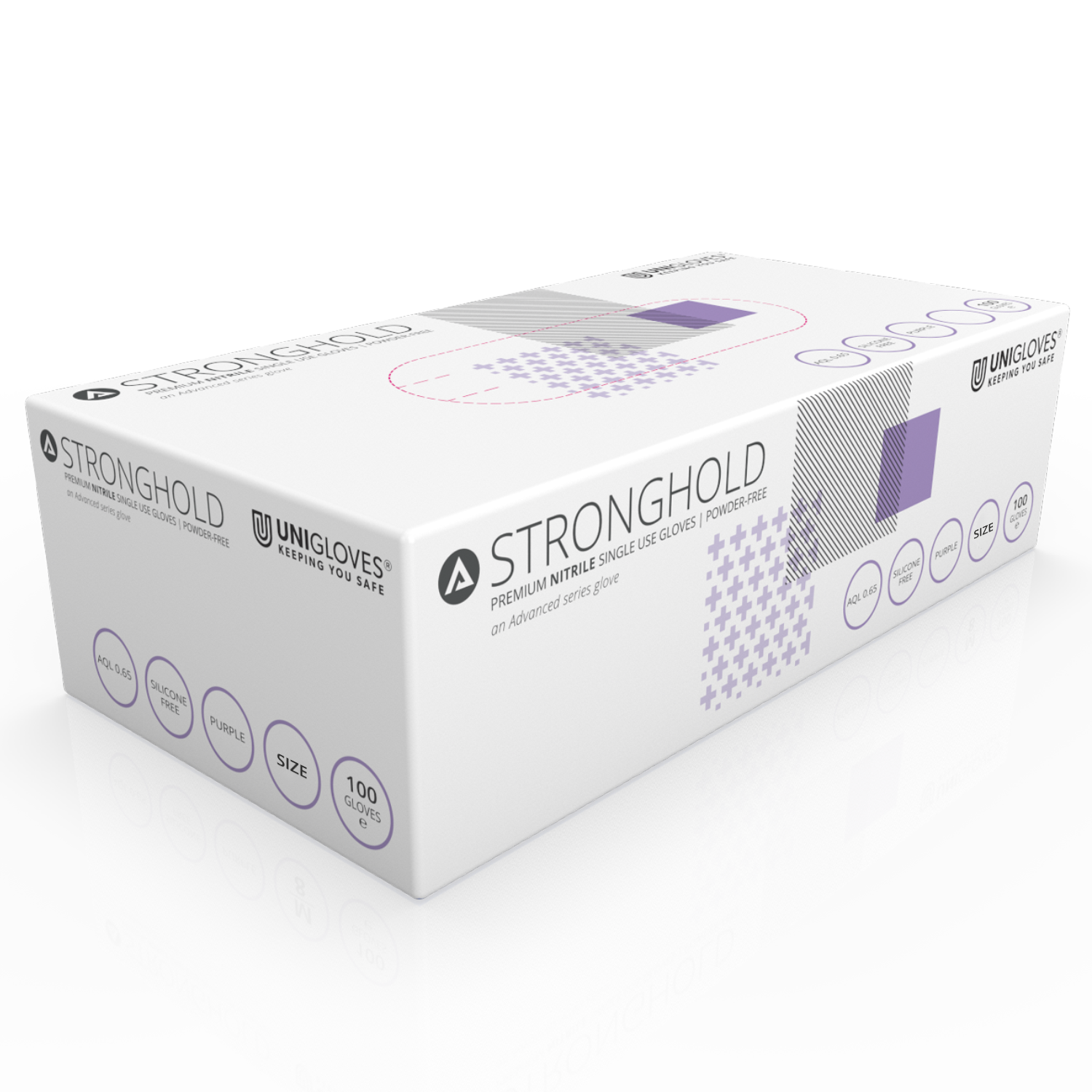 Unigloves Stronghold Advanced kertakäyttöinen puuteriton nitriilikäsinelaatikko 100 kappaletta